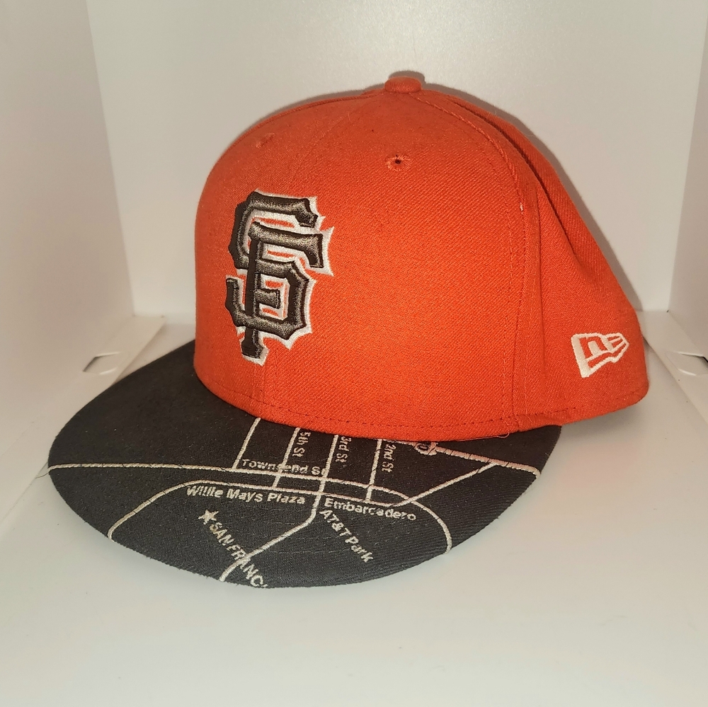 San Francisco Giants New Era Orange and gray hat cap map bill size 7 3/8